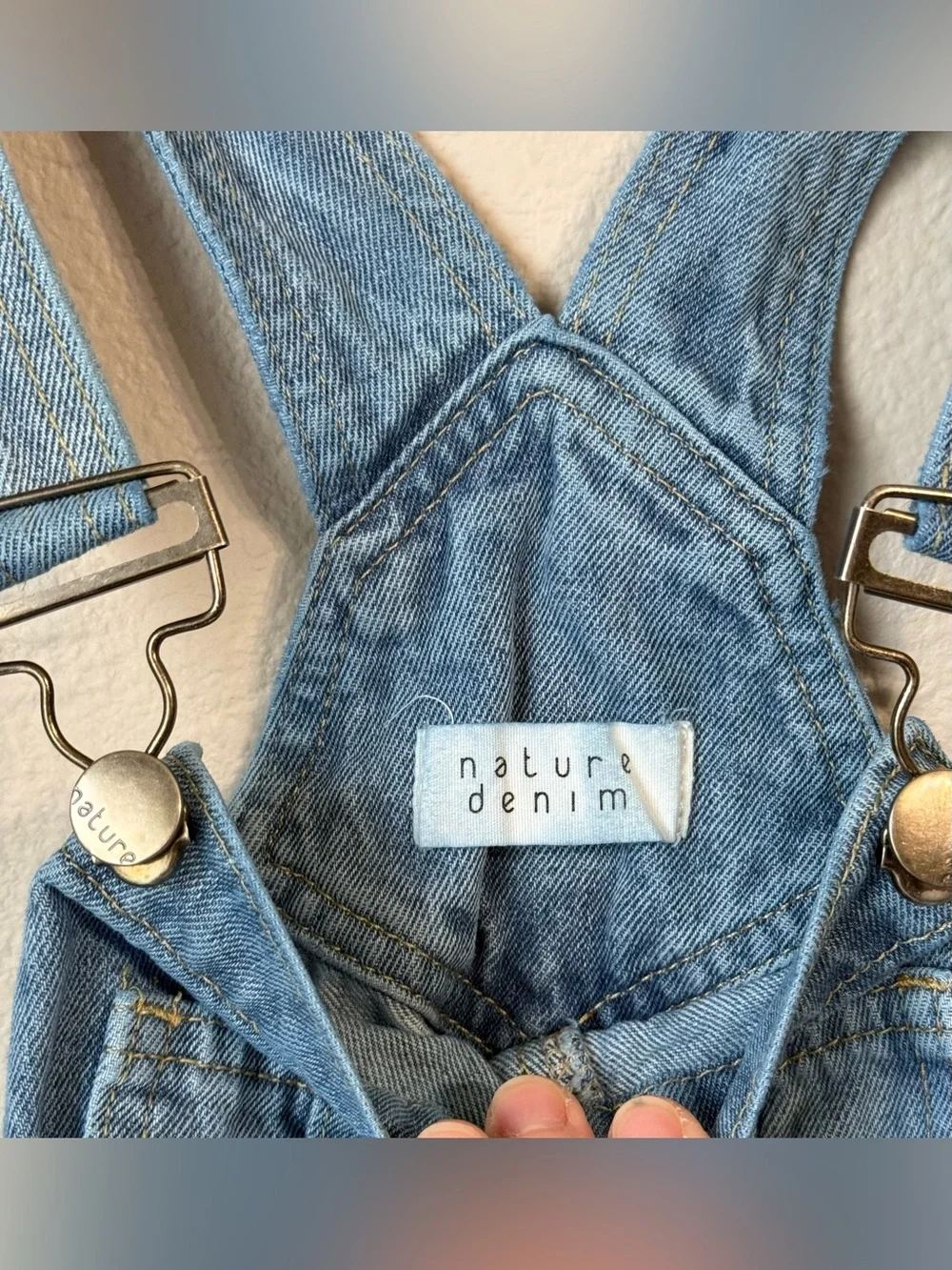 Nature Denim Cotton Distressed Blue Denim Overalls Womens Size Small